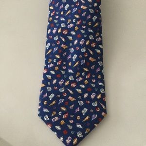 BUGATCHI MENS SILK TIE SEA SHELL PRINT BLUE NWOT